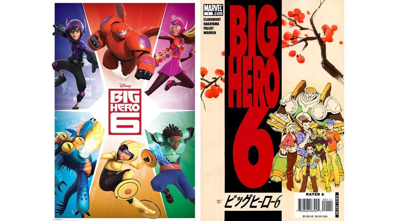 Big Hero 6 film poster vs comic book cover
